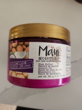 Maui Moisture Shea Butter Hair Mask - Vibrant Pink Jar with Gold Lid